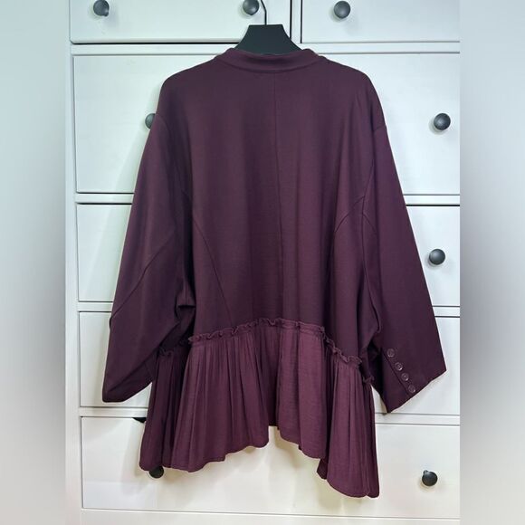 Torrid size 6x open cardigan jacket blazer Ponte Fabric Mixed Peplum top likenew - Picture 4 of 17